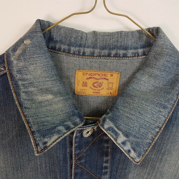 ENERGIE JEANS FADE DENIM JACKET SIZE L LARGE Italy Jean - Picture 5 of 10